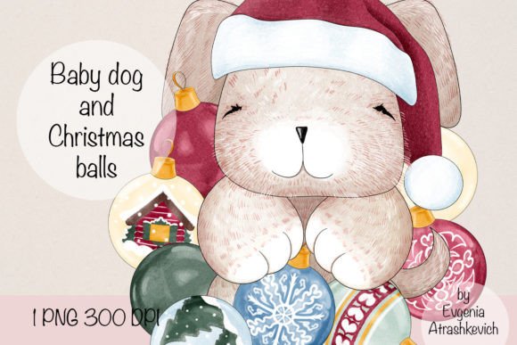 Baby Dog & Christmas Balls: Festive Illustrations