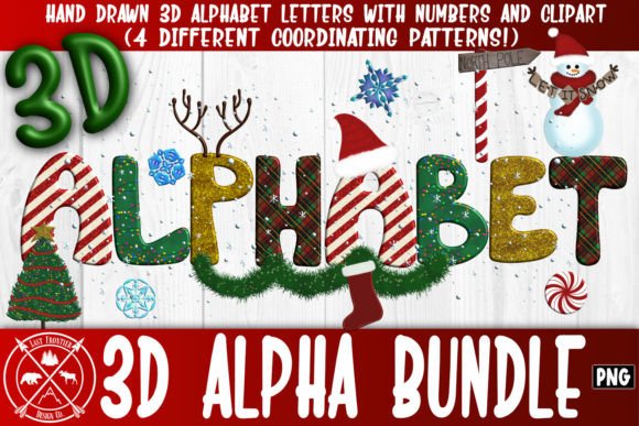 Christmas 3D Hand Drawn Alphabet Bundle: Premium Illustrations