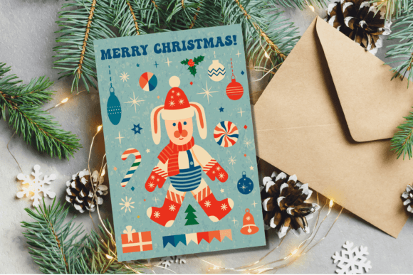 Christmas Card with Rabbit: Fresh Illustrations
