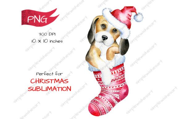 Christmas Dog, Cute Beagle Puppy: Festive Illustrations