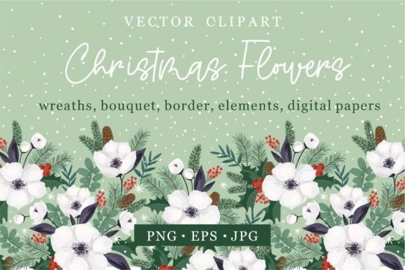 Christmas Flowers: Vector Clipart for Illustrations