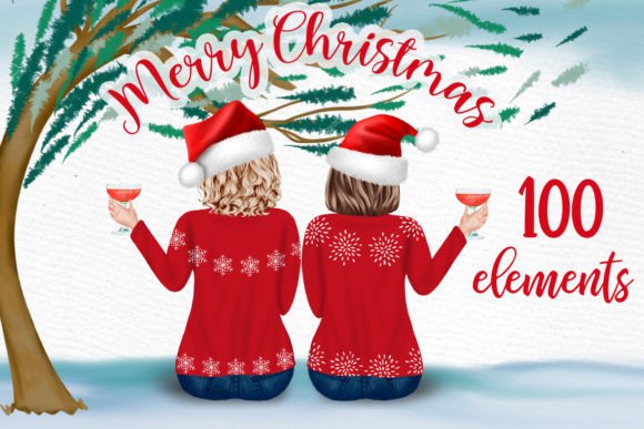 Christmas Girls Clipart Best Friends Png Illustrations
