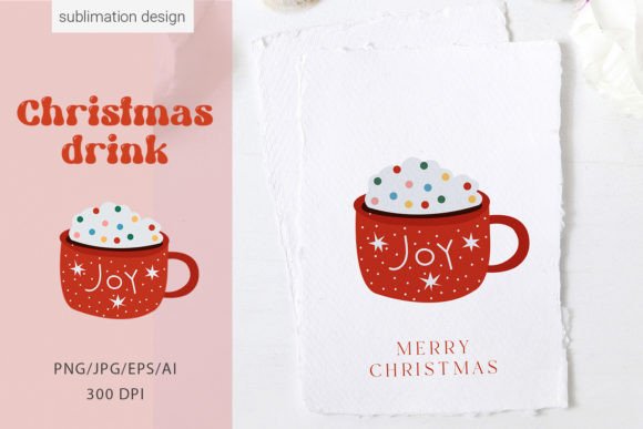 Christmas Hot Drink Mug Sublimation: Festive Illustrations