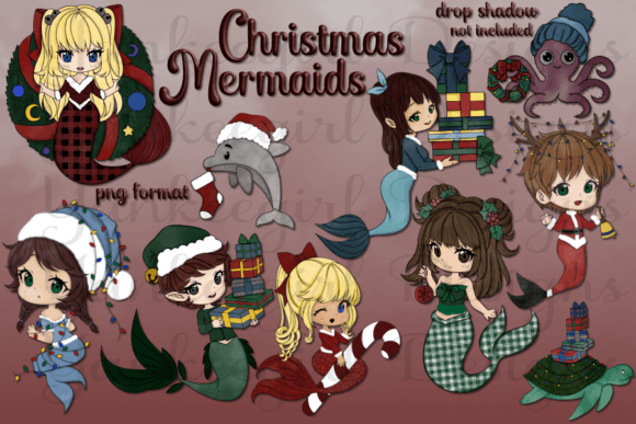 Christmas Mermaids: Unique Illustrations for Festive Branding
