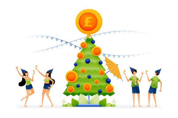 Christmas Tree Coins: Premium Illustrations