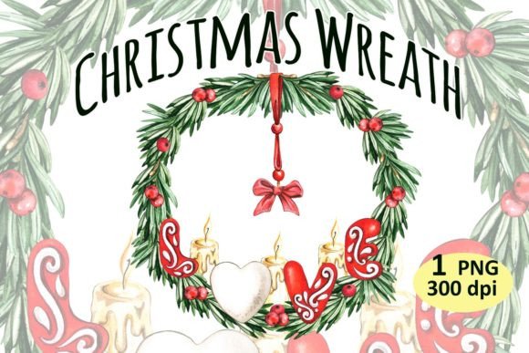 Christmas Wreath Clipart: Festive Illustrations for Brands