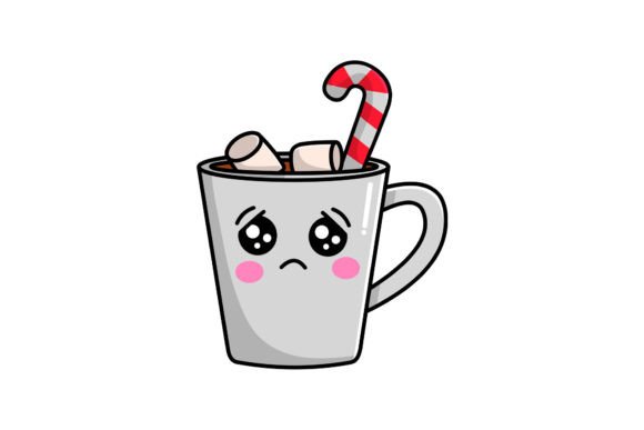 Cute Christmas Character Mug Chocolate: Festive Illustrations