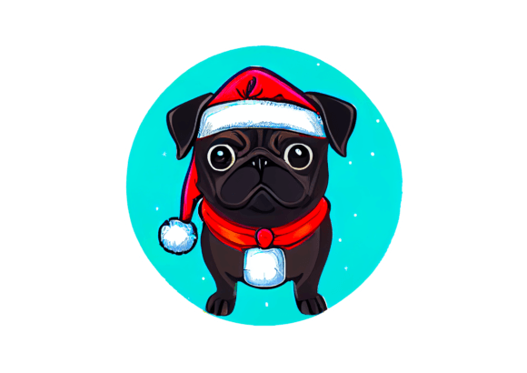 Cute Christmas Pug Sticker Drawing: Illustrations Review