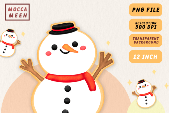 Cute Snowman Cookie Icing Christmas Illustrations Review