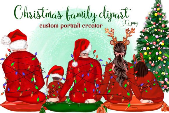 Family Portrait Christmas Sitting Family Illustrations Review