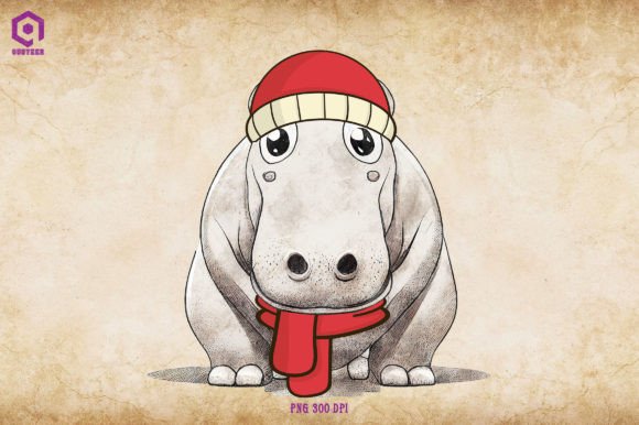 Hippo Cozy Christmas: Festive Illustrations for Brands