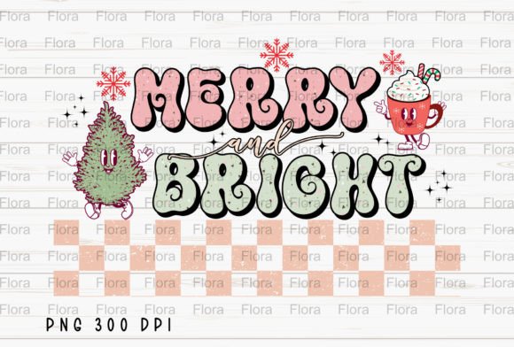 Merry and Bright Checkered PNG: Festive Illustrations