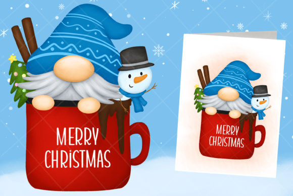 Merry Christmas Gnome Snowman Clipart: Festive Illustrations