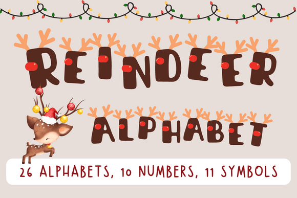 Reindeer Christmas Alphabet Letters: Festive Illustrations