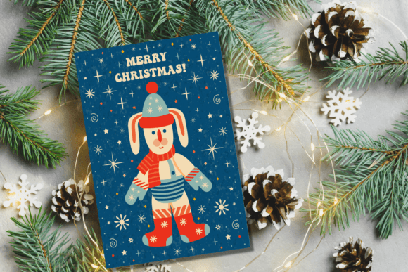 Retro Christmas Card with Rabbit: A Designer's Review