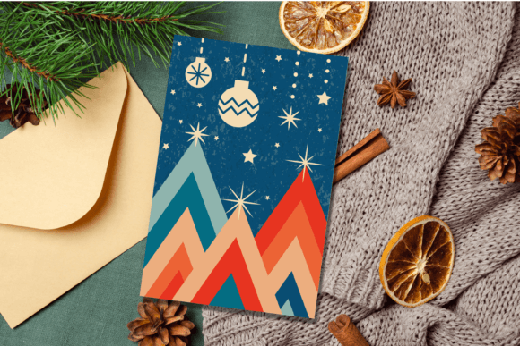 Retro Christmas Printable Card: Festive Illustrations