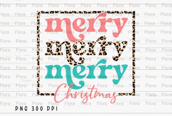 Retro Merry Christmas Leopard PNG for Illustrations