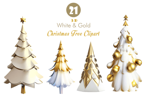 Review: 3D White and Gold Christmas Tree Clipart for Embroidery