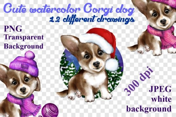 Review: Cute Watercolor Corgi Dog Christmas PNG for Embroidery