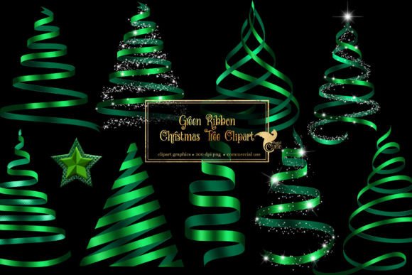 Review: Green Ribbon Christmas Trees Clipart for Embroidery