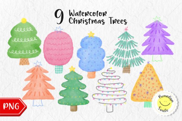Reviewing Watercolor Patel Christmas Trees Set Illustrations