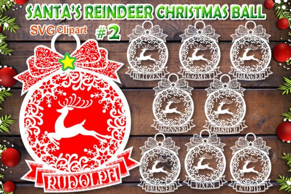 Santa's Reindeer Ball: Festive Illustrations for Design