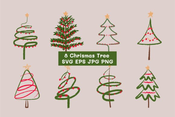 Set Christmas Tree SVG: Festive Illustrations for Crafters