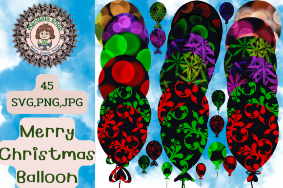 SVG Merry Christmas Balloon Sky: Festive Illustrations