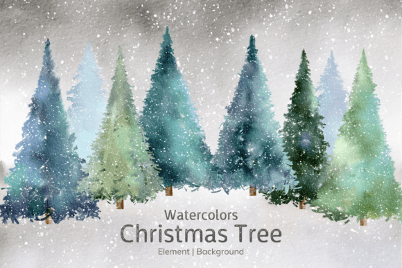 Watercolor Christmas Tree PNG for Illustrations